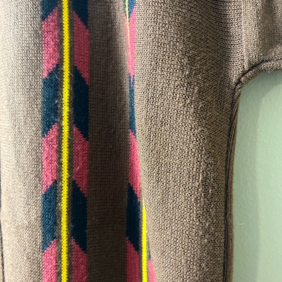 Vintage Boho Southwest Knit Tie Cardigan Brown Earth Tones Geometric Aztec Retro - Picture 9 of 10